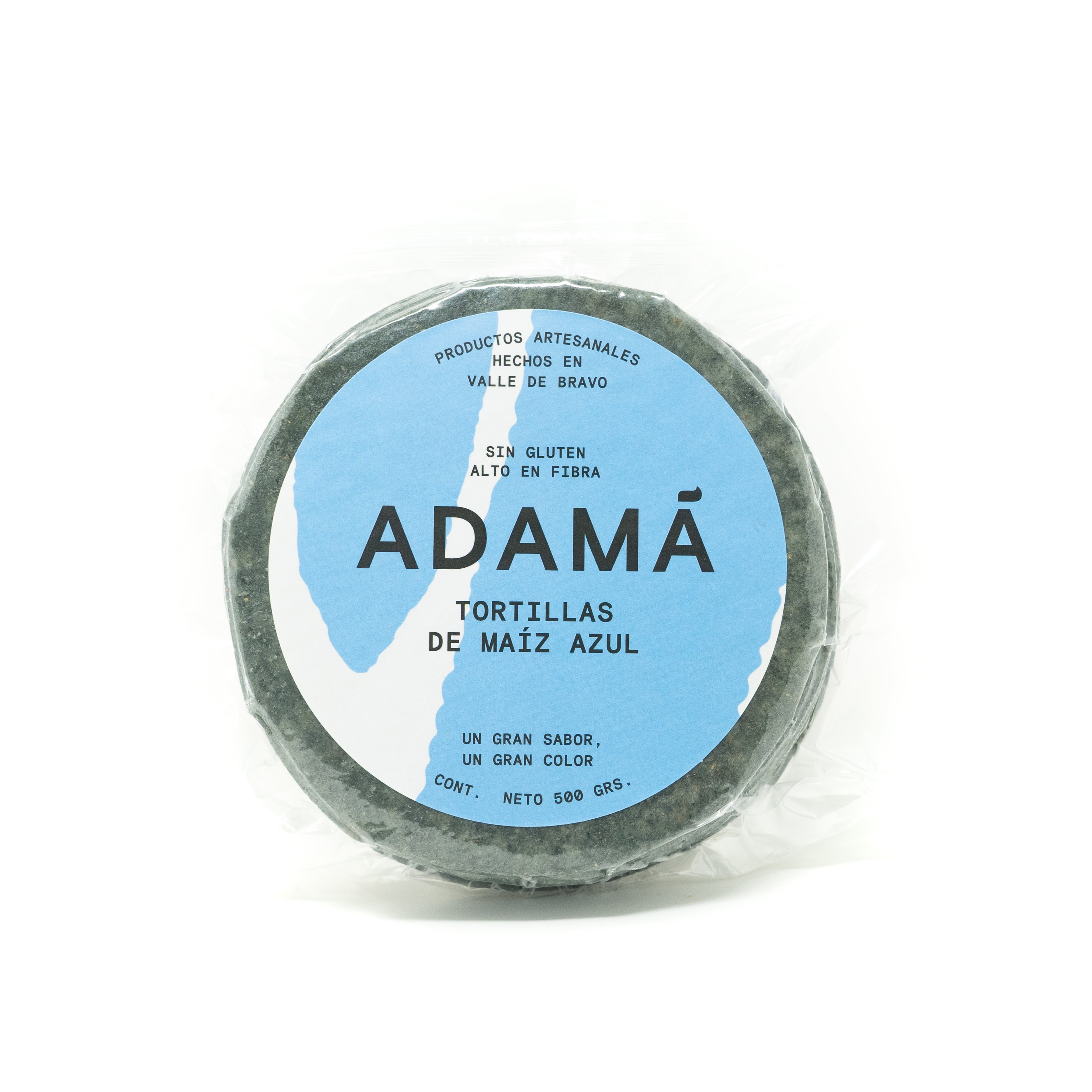 Empaque de Tortillas maíz azul 500g marca Adamá 