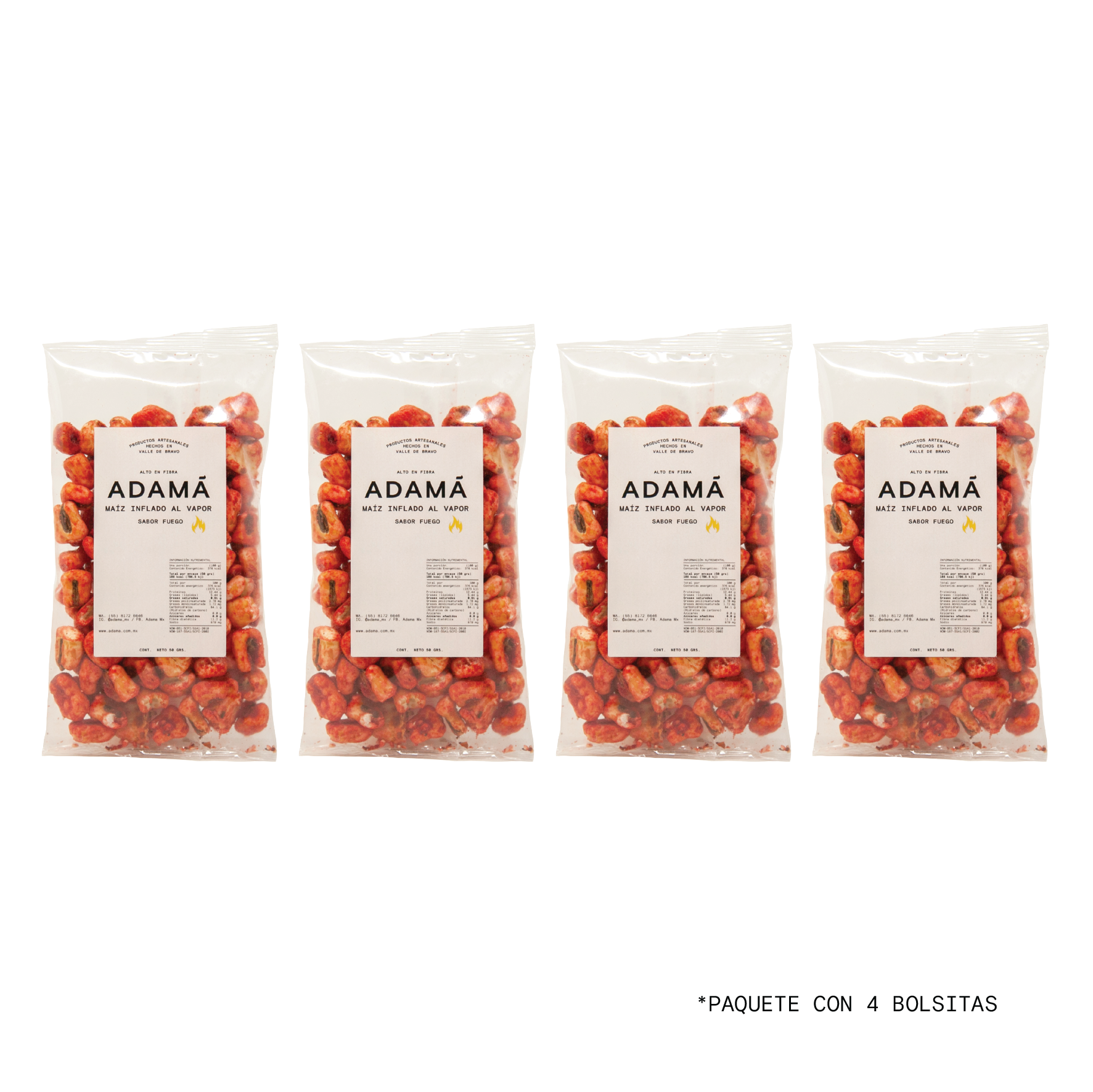 Maíz Inflado Al Vapor Sabor Fuego - 4 Bolsitas