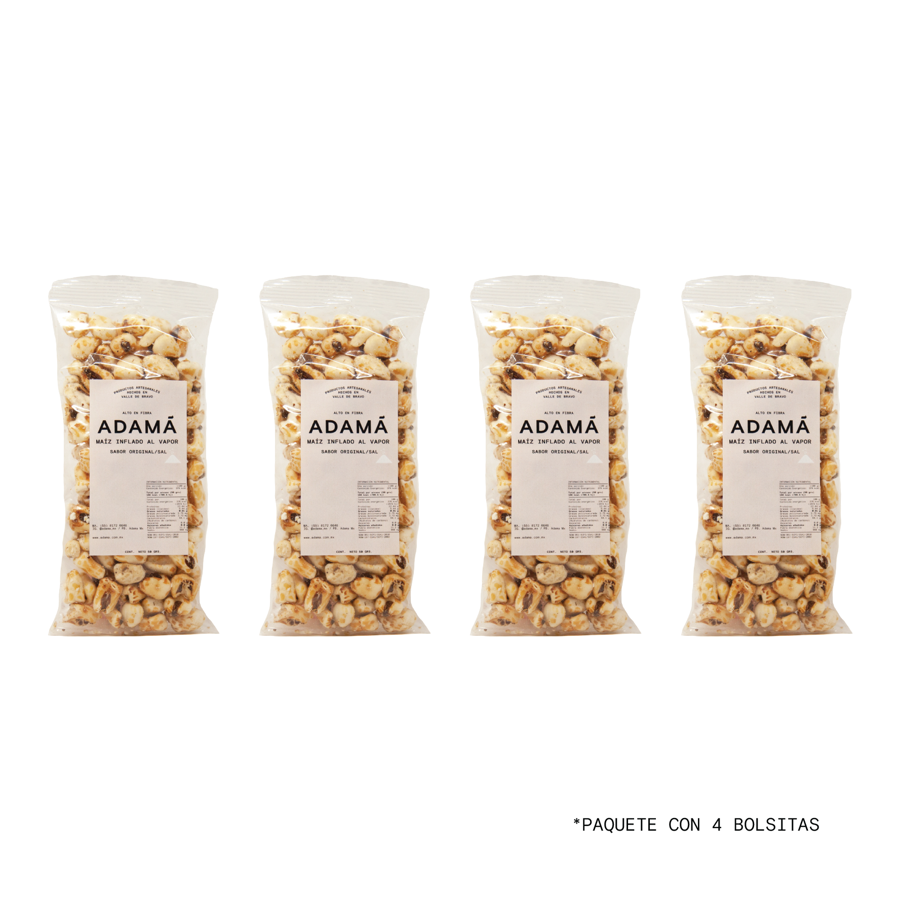 Maíz Inflado Al Vapor Sabor Original/Sal - 4 Bolsitas
