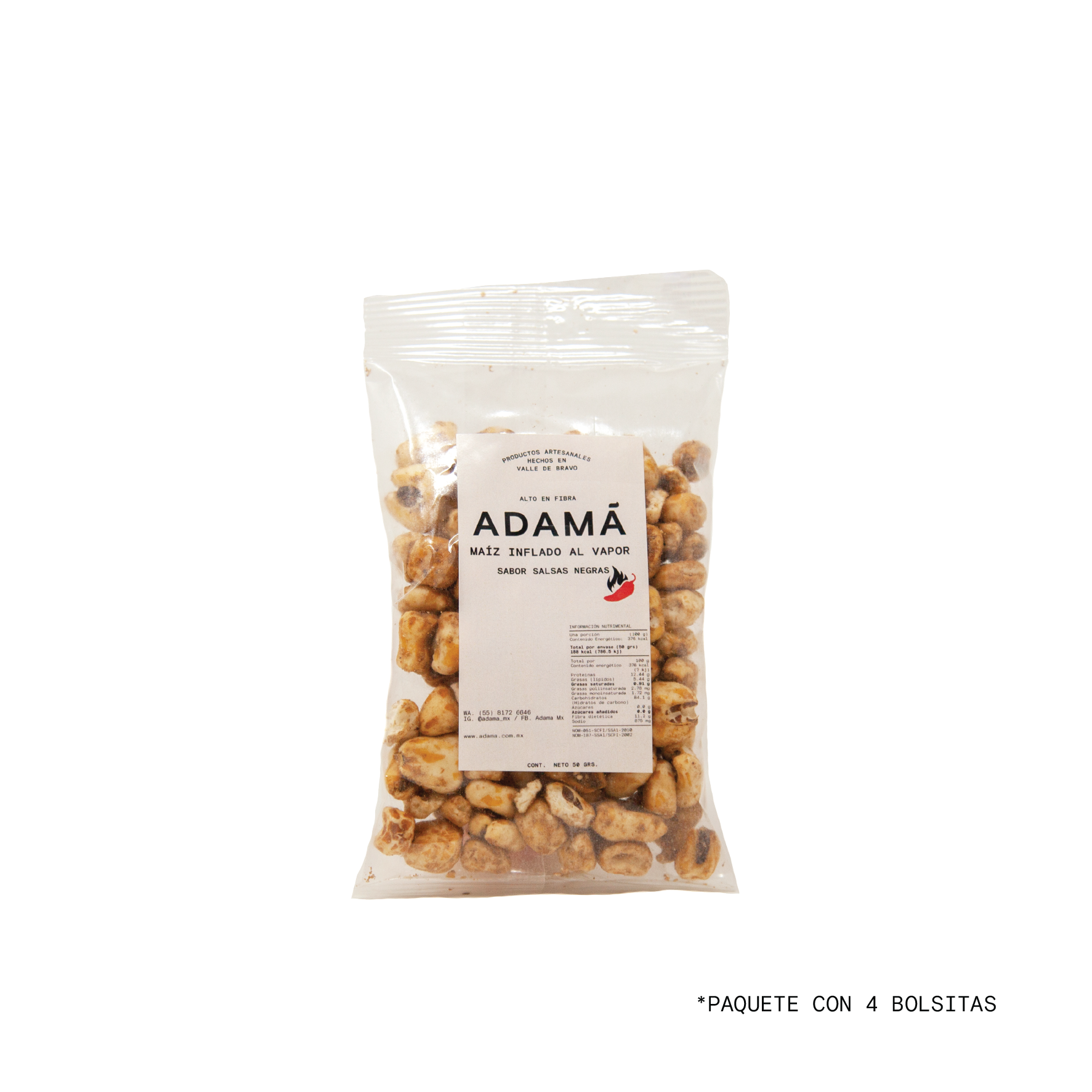 Maíz Inflado Al Vapor Sabor Salsas Negras - 4 Bolsitas